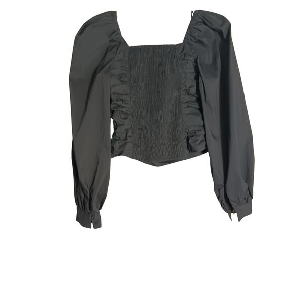 Anthropologie Sweetheart Puff-sleeved blouse black size S - Picture 3 of 6